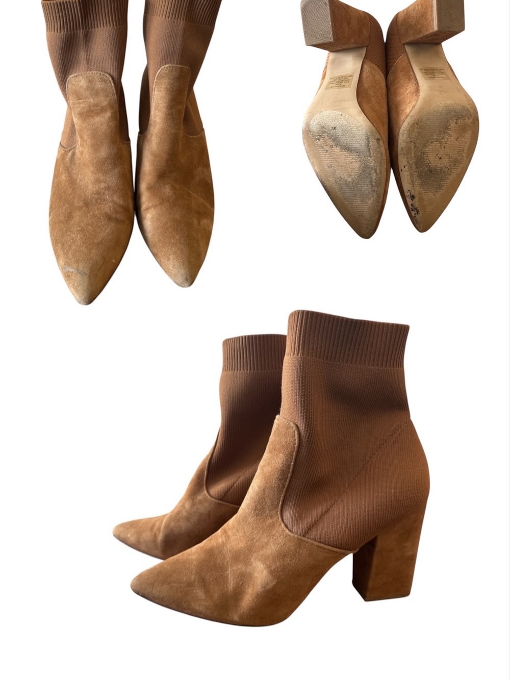 Steve Madden Tan Suede Pointed Sock Ankle Booties